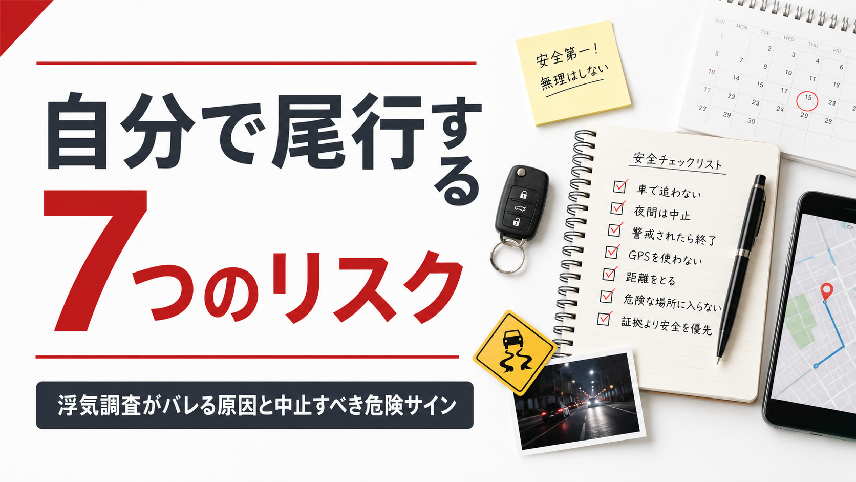 自分で尾行する7つのリスクと浮気調査がバレる原因・中止すべき危険サインを解説するサムネイル画像